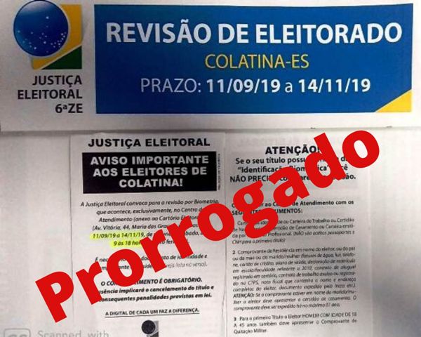 Prorrogado cadastramento biométrico em Colatina
