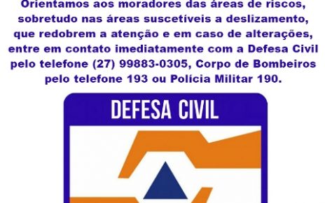 Defesa Civil alerta Estado de Atenção em Colatina.ES