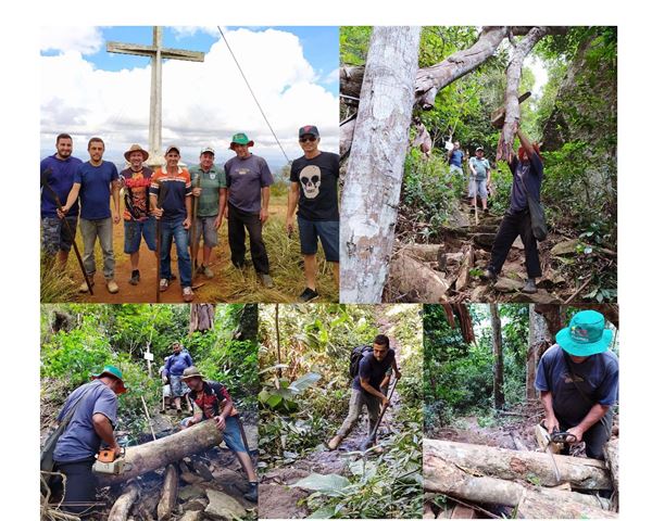 Voluntários realizam limpeza no Cruzeiro de Alto Liberdade em Marilândia - Foto Reprodução