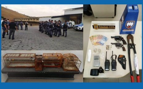 Armas, drogas e cinco pessoas são detidas pela PM e PC em São Gabriel da Palha - Foto: PMES/Divulgação