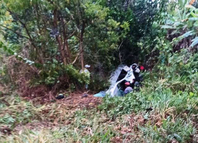 Motorista perde controle de carro e cai em ribanceira às margens da rodovia ES-080 - Foto: Geonani