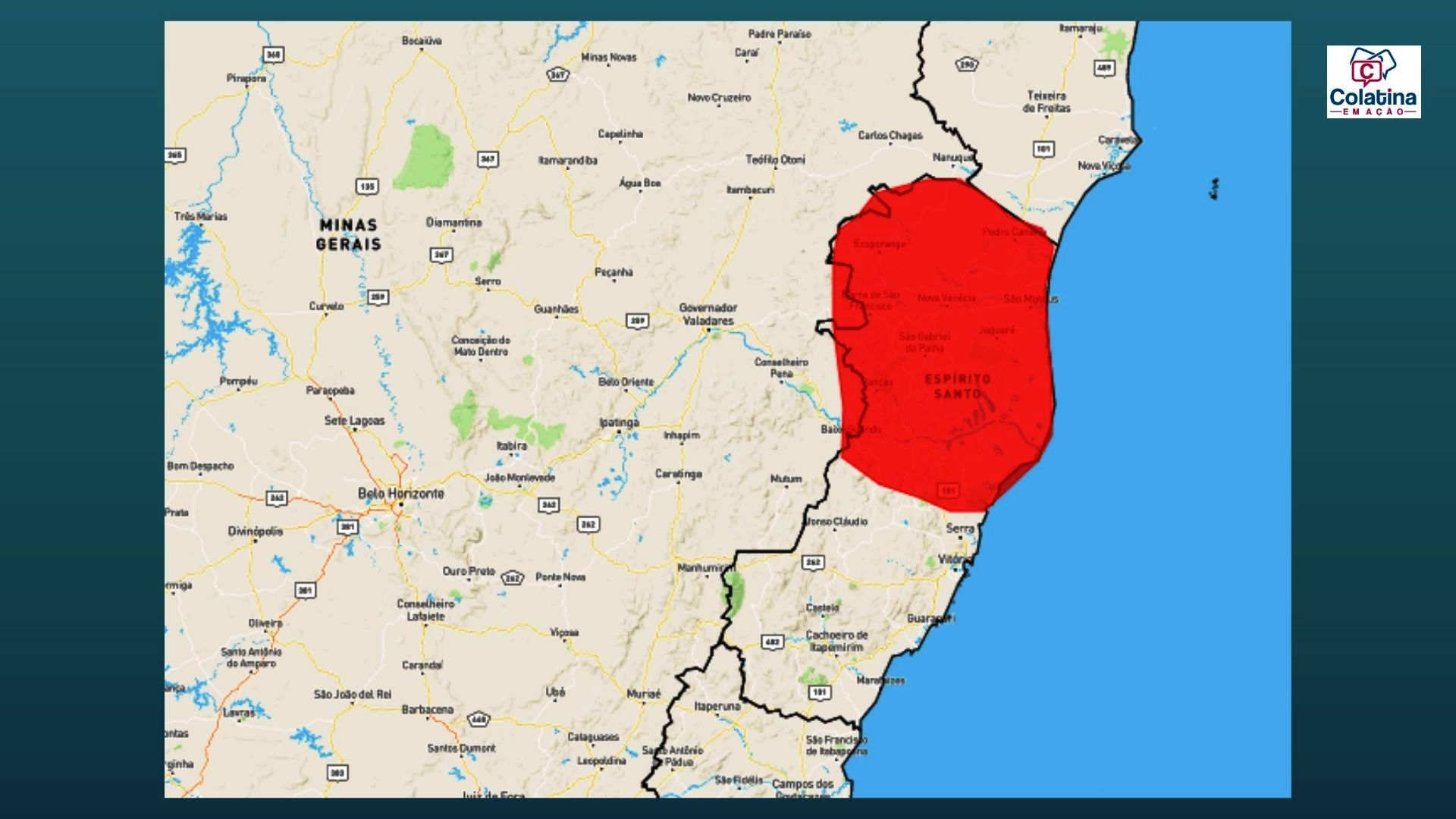 Colatina e mais 34 municípios do ES correm risco de chuvas fortes e alagamentos - Montagem Colatina em Ação