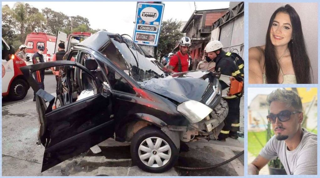 Dois jovens morrem após carro bater em poste em avenida de Vitória - Foto: Reprodução