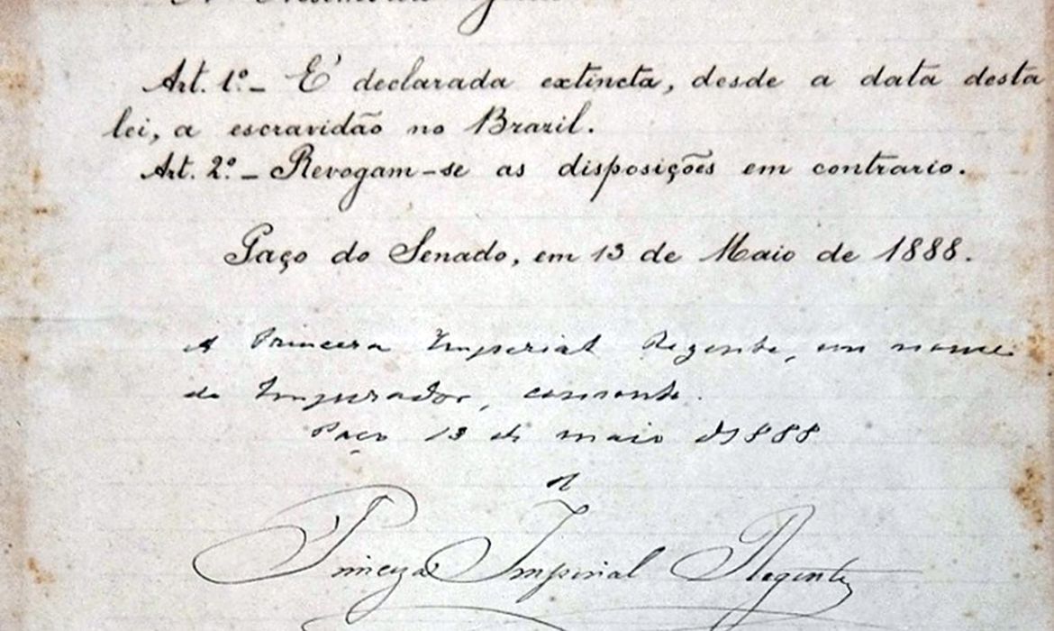 13 de maio de 1888 – Princesa Isabel assina a lei Áurea - Foto: Biblioteca Nacional