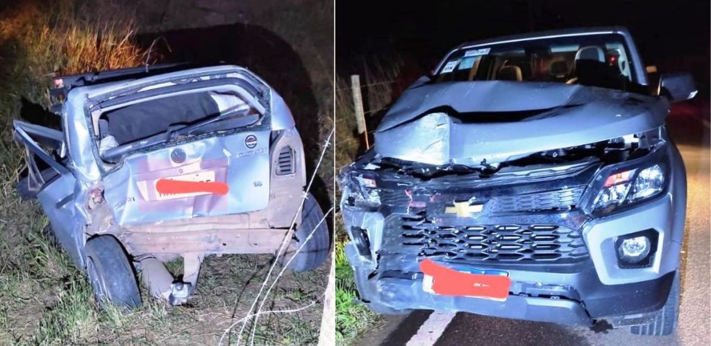 Caminhonete bate na traseira de carro e motorista fica ferido em rodovia de Colatina - Foto: PMES/Divulgação