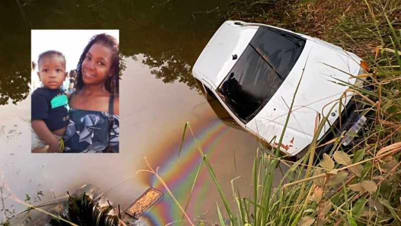 Mãe e filho de 1 ano morrem após carro capotar e cair em represa - Foto: Reprodução