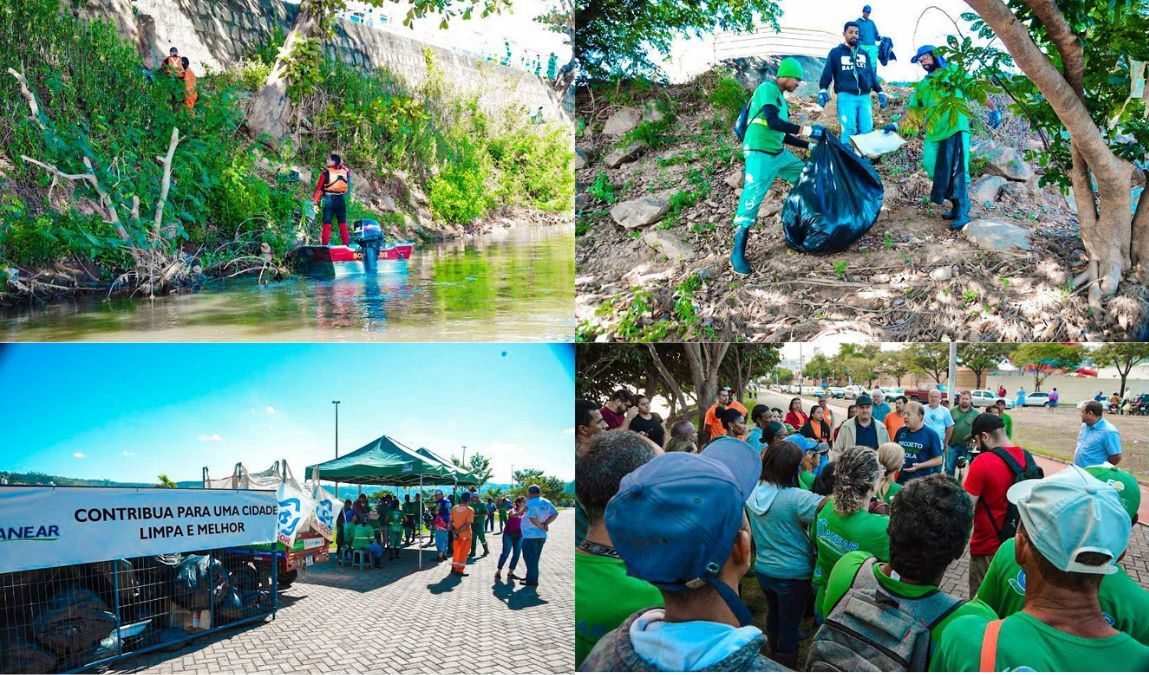 Quase uma tonelada de lixo é coletado nas margens do Rio Doce em Colatina - Fotos: Comunicação PMC