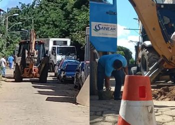 Equipes do SANEAR trabalham desde domingo para reparar vazamento em Colatina - Foto: Sanear/Divulgação