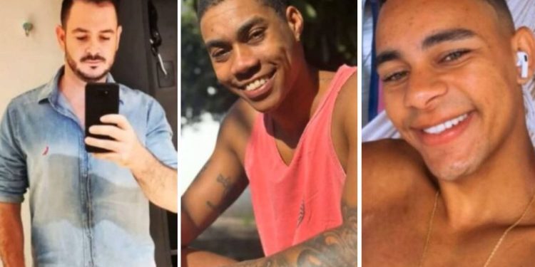 Línike Lázaro Lourenço (camisa jeans), Bleno Silva (camisa vermelha) e Eduardo Balbino (sem camisa) - Foto: Rede Social