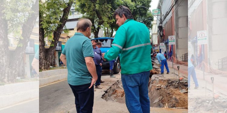 Colatina: trânsito continua parcialmente interditado na Getúlio Vargas para obras do Sanear - Foto: Comunicação PMC