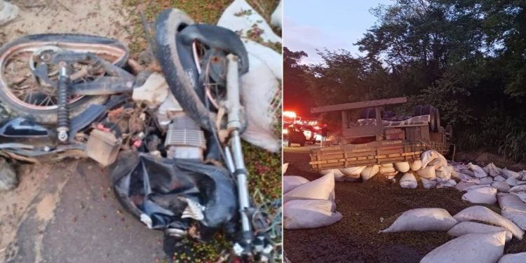 Jovem morre em acidente entre moto e caminhão na ES-130 em Nova Venécia - Foto: Reprodução