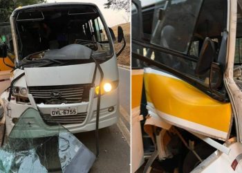 Acidente entre ônibus escolar e carreta deixa cinco feridos na ES-164 em Itaguaçu - Foto: William Henrique