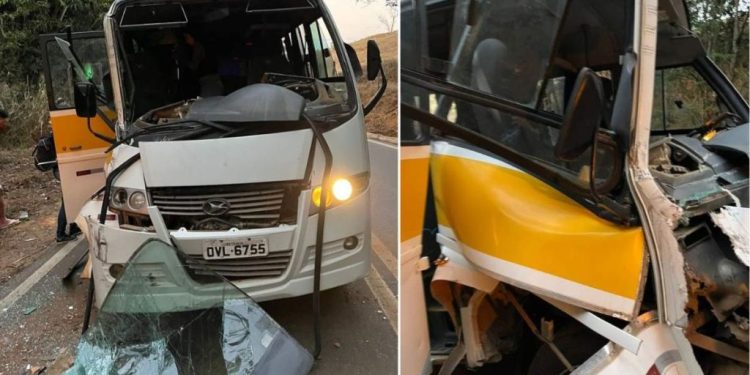 Acidente entre ônibus escolar e carreta deixa cinco feridos na ES-164 em Itaguaçu - Foto: William Henrique