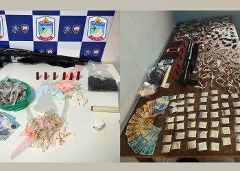 Apreensão de drogas e arma de fogo em São Roque do Canaã - Fotos: PMES