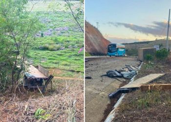 Carreta carregada com bloco de granito tomba na ES-080 em São Domingos do Norte - Foto: Carolina Silveira