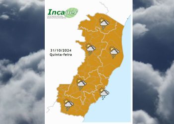 Veja a previsão do tempo para ES e Colatina nesta quinta-feira (31/10) - Foto: Incaper