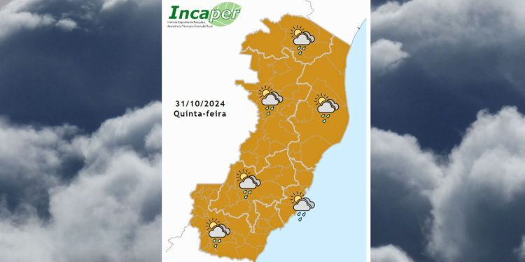 Veja a previsão do tempo para ES e Colatina nesta quinta-feira (31/10) - Foto: Incaper