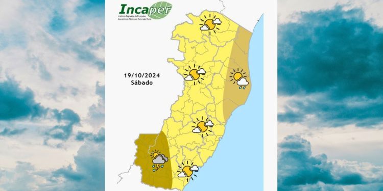 Sol ou chuva? Confira a previsão do tempo para este sábado (19) - Foto: Incaper