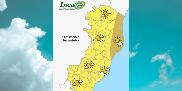Veja previsão do tempo para esta Sexta-feira, (18/10) - Foto: Incaper
