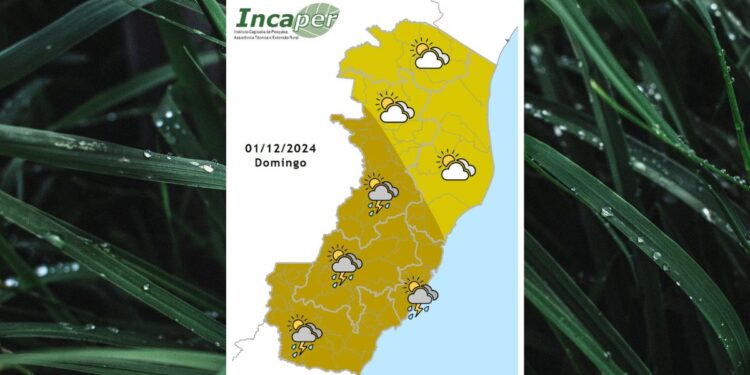 Previsão do tempo para o ES e Colatina neste domingo (01) - Foto: Incaper