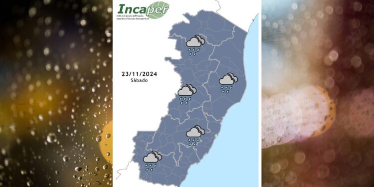 Previsão do tempo para o ES e Colatina neste sábado (23) - Foto: Incaper
