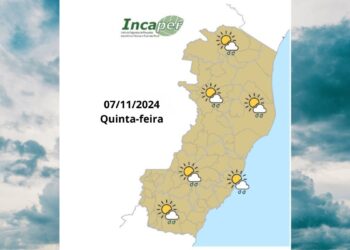 Previsão do tempo para o ES e Colatina nesta quinta-feira (7) - Foto: Incaper