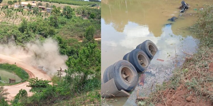 Caminhoneiro morre afogado em acidente no interior de Vila Valério - Foto: Rede Social
