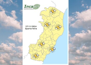 Previsão do tempo para o ES e Colatina nesta quarta (27) - Foto: Incaper