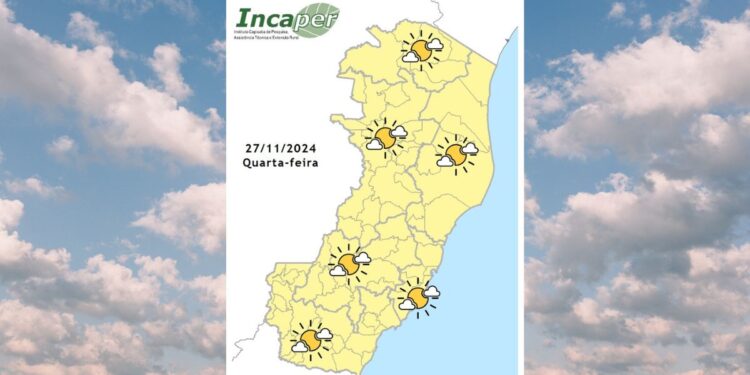 Previsão do tempo para o ES e Colatina nesta quarta (27) - Foto: Incaper