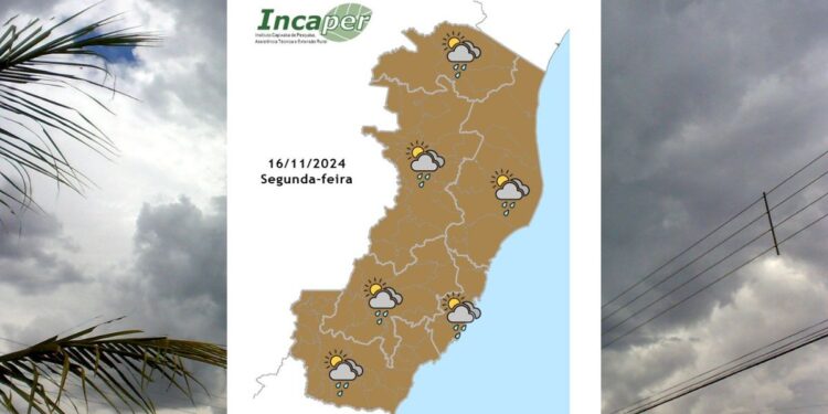 Previsão do tempo para o ES e Colatina nesta segunda (16) - Foto: Incaper