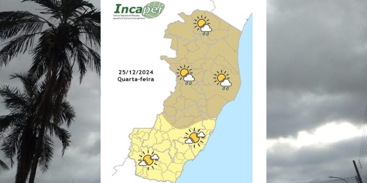 Previsão do tempo para o ES e Colatina nesta quarta-feira (25) - Crédito: Incaper