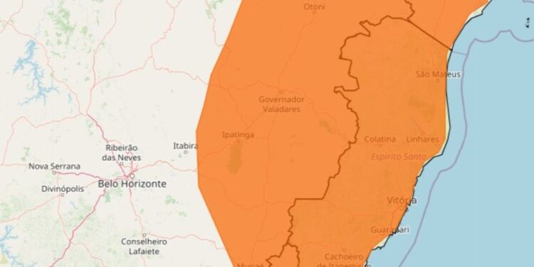 Alerta de Chuvas Intensas para o Espírito Santo e regiões próximas - Foto: Inmet