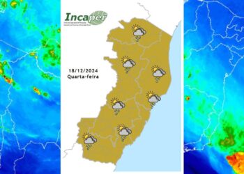 Previsão do tempo para o ES e Colatina nesta quarta-feira (18) - Crédito: Incaper