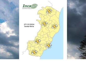 Confira previsão do tempo para o ES e Colatina nesta sexta-feira (27) - Crédito: Incaper