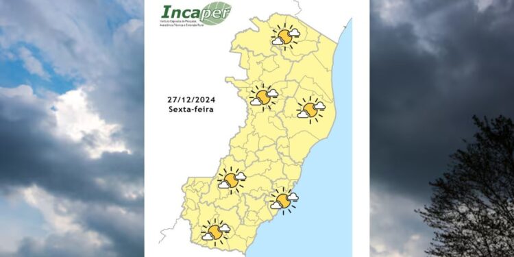 Confira previsão do tempo para o ES e Colatina nesta sexta-feira (27) - Crédito: Incaper