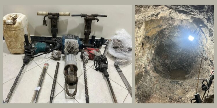Garimpo Ilegal: Polícia encontra túnel de 70 metros e apreende explosivos em Santa Teresa - Foto: PMES