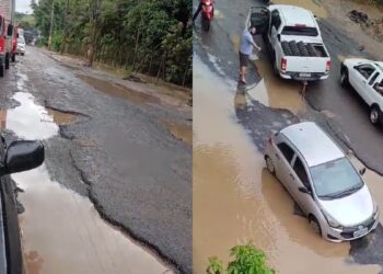Obras de macrodrenagem geram transtornos no trânsito da Rodovia do Café em Colatina - Foto: Rede Social