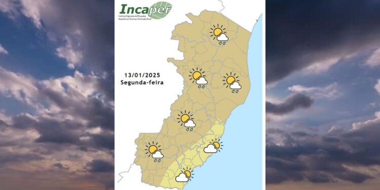 Previsão do tempo para o ES e Colatina nesta segunda-feira (13) - Foto: Incaper