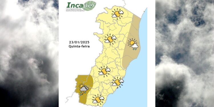 Previsão do tempo para o ES e Colatina nesta quinta-feira (23) - Foto: Reprodução