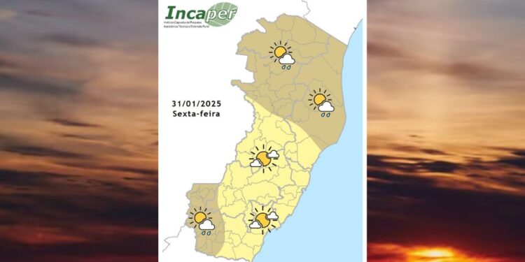 Previsão do tempo para o ES e Colatina nesta sexta-feira (31) - Foto: Incaper