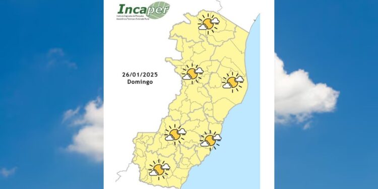 Previsão do tempo para o ES e Colatina neste domingo (26) - Foto: Incaper