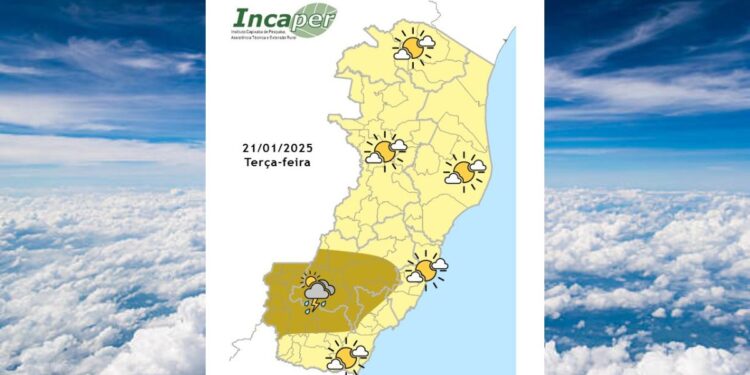 Previsão do tempo para o ES e Colatina nesta terça-feira (21) - Foto: Reprodução