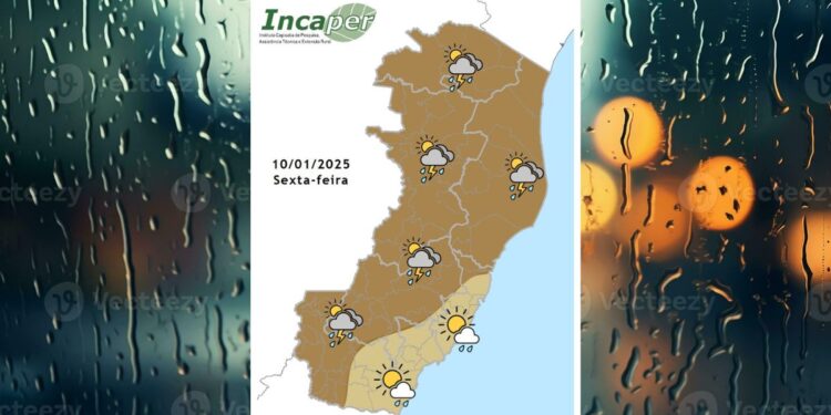Previsão do tempo para o ES e Colatina nesta sexta-feira (9) - Fonte: Incaper
