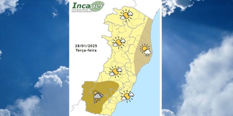 Previsão do tempo para o ES e Colatina nesta terça-feira (28) - Foto: Incaper