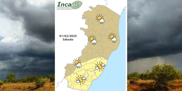 Previsão do tempo para o ES e Colatina neste sábado (01) - Foto: Incaper