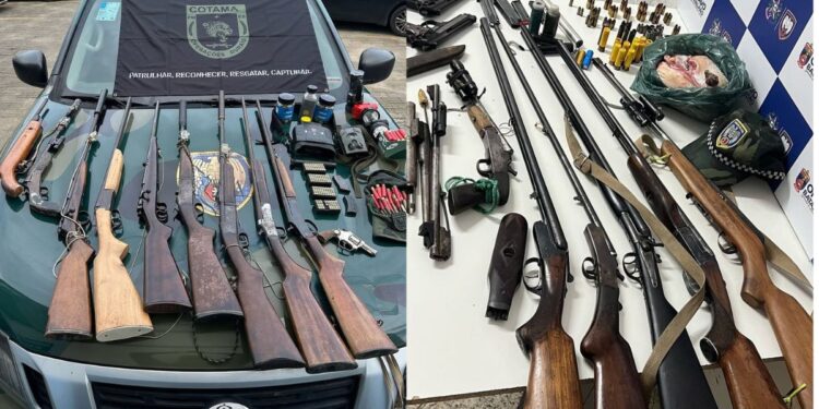BPMA apreende armas, munições e equipamentos de caça ilegal em Fundão, Itaguaçu e Cariacica - Foto: BPMA