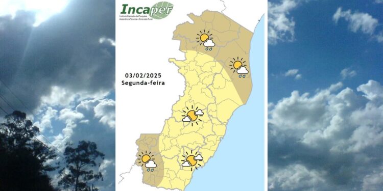 Previsão do tempo para o ES e Colatina nesta segunda-feira (3) - Foto: Incaper