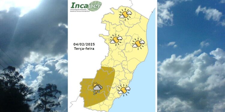 Previsão do tempo para o ES e Colatina nesta terça-feira (04) - Foto: Incaper