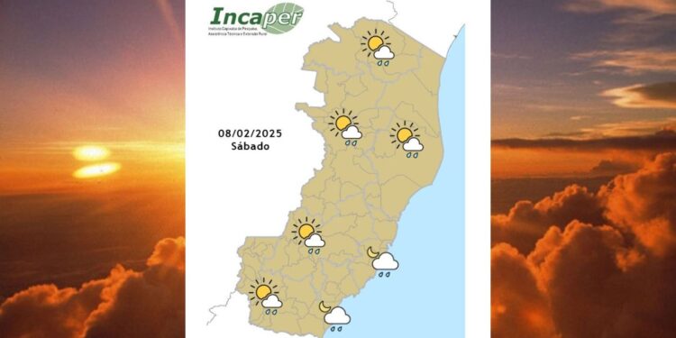 Previsão do tempo para o ES e Colatina neste sábado (8) - Foto: Incaper