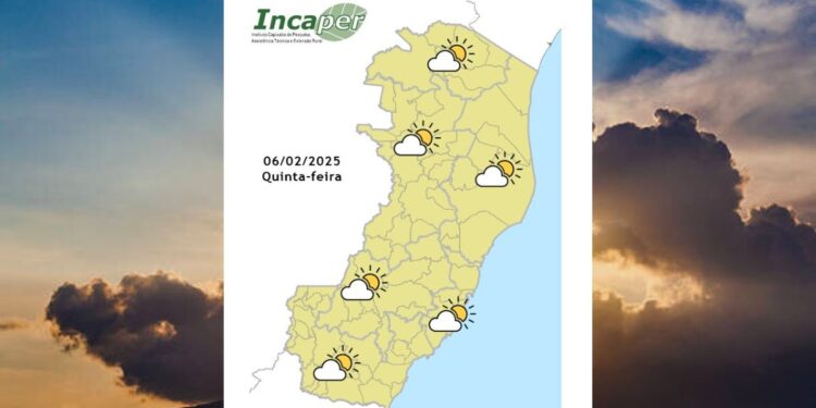 Previsão do tempo para o ES e Colatina nesta quinta-feira (6) - Foto: Incaper